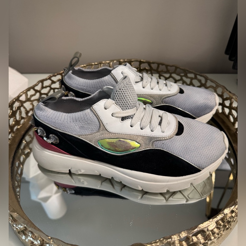Ventino Garavani Rockstud  jeweled sock sneakers 36/6 white mesh